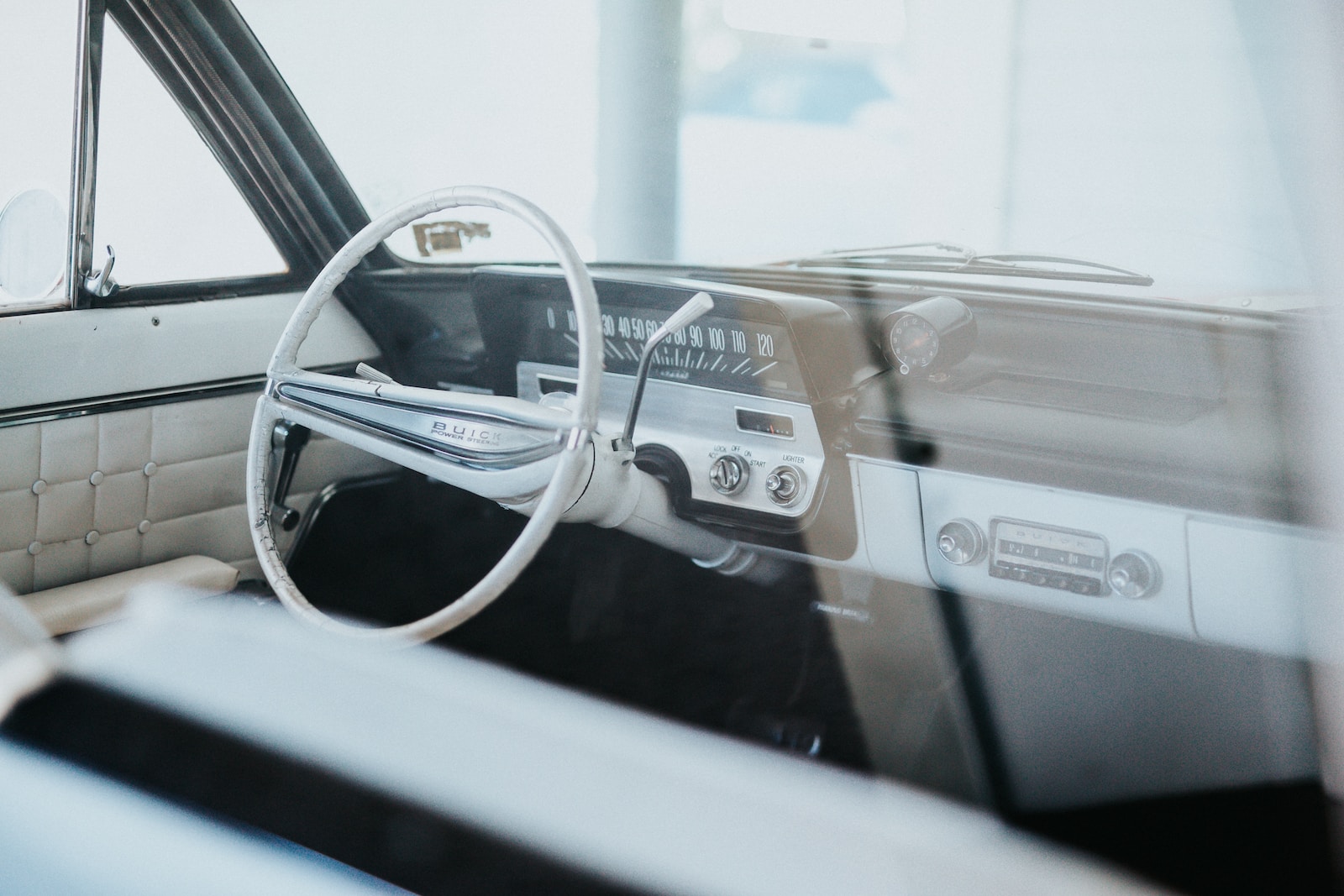 white and black vehicle interior